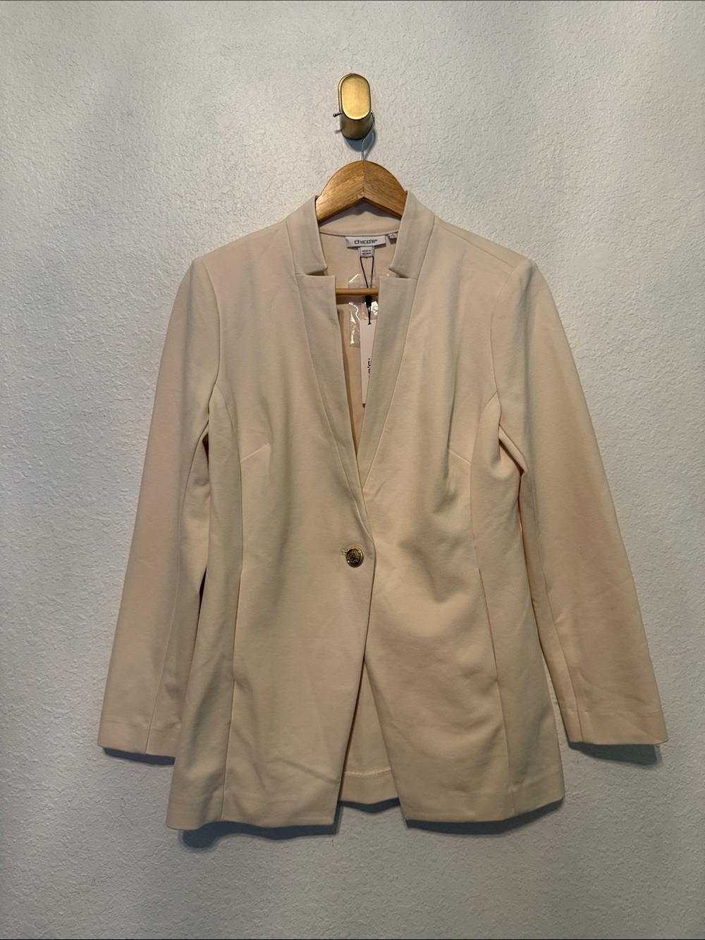 NWT Chicos English Cream Notch Collar Ponte Single Button Blazer Chicos sz 0/ 4 - Picture 3 of 7
